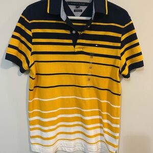 Tommy Hilfiger Men's Yellow Striped Polo Shirt New without Tag